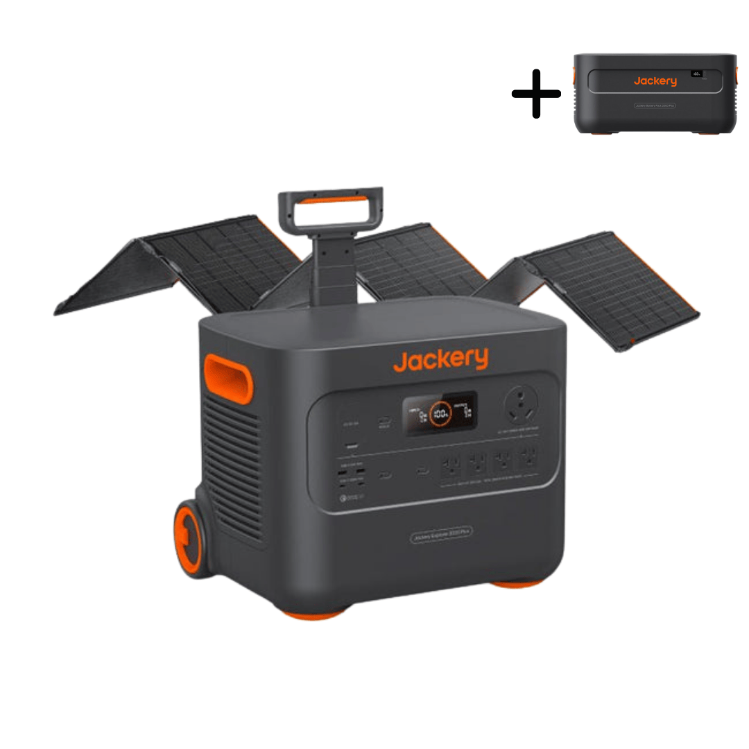 Jackery Explorer 2000 Plus with battery pack and 500w solar panel