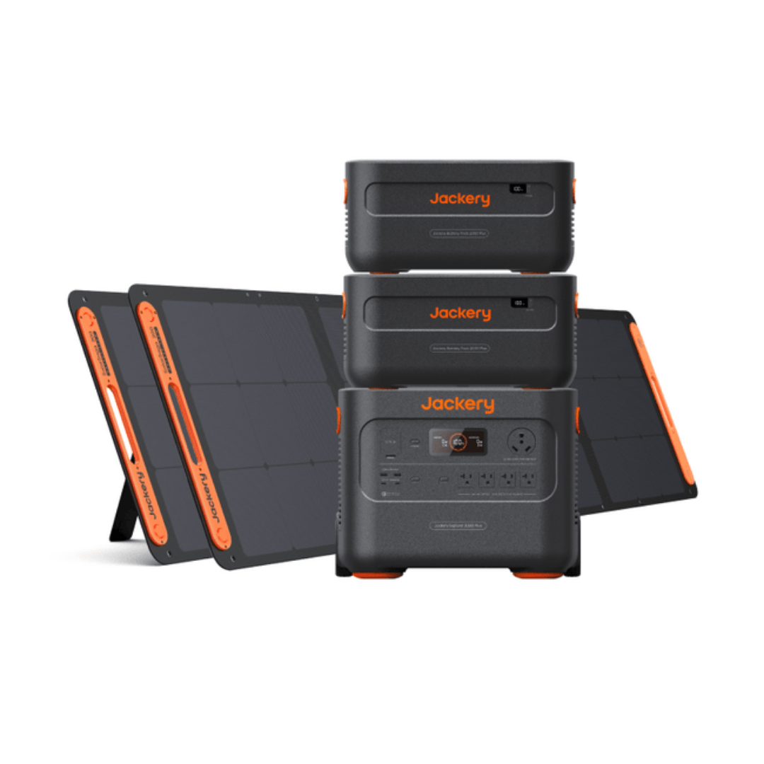Jackery Explorer 2000 Plus with two battery packs and 200W solar panel