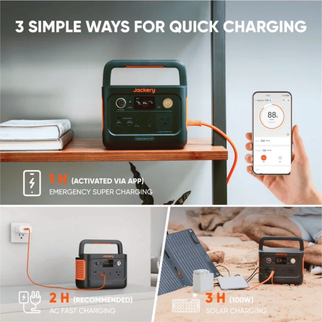 Jackery Explorer 240 v2 Charging Options