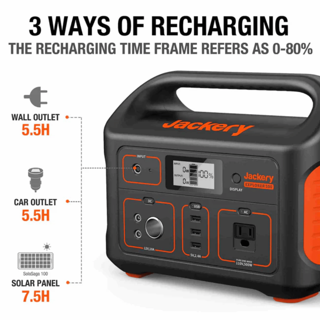 Jackery Explorer 500 Portable Power Station Ways to Charge
