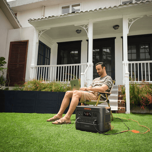 Jackery HomePower 3000 solar charging and powering laptop