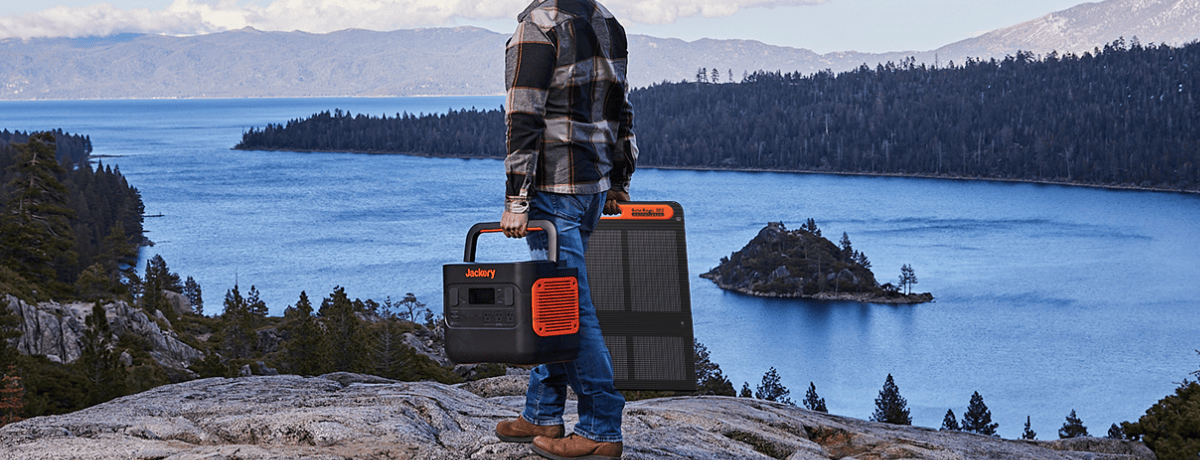 Jackery SolarSaga 200W Solar Panel being carried 