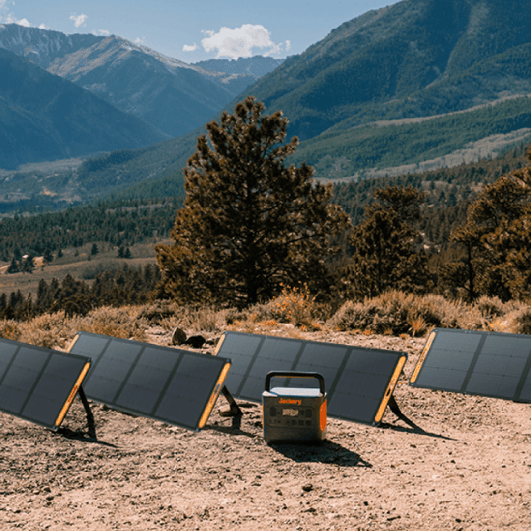 Jackery SolarSaga 200W Solar Panel lined up outdoors