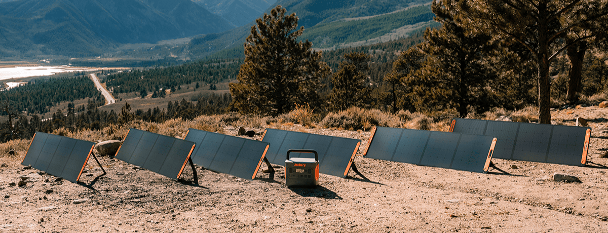 Jackery SolarSaga 200W Solar Panel lined up with jackery generator