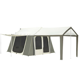 Kodiak Canvas - 12 x 9 ft. Cabin Tent with Deluxe Awning.
