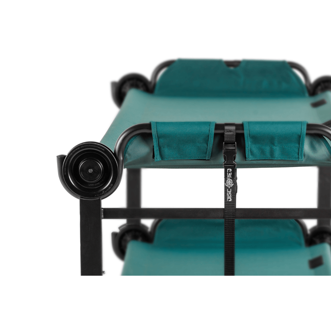 Large Disc-O-Bed Portable Cot System stacked front view close up