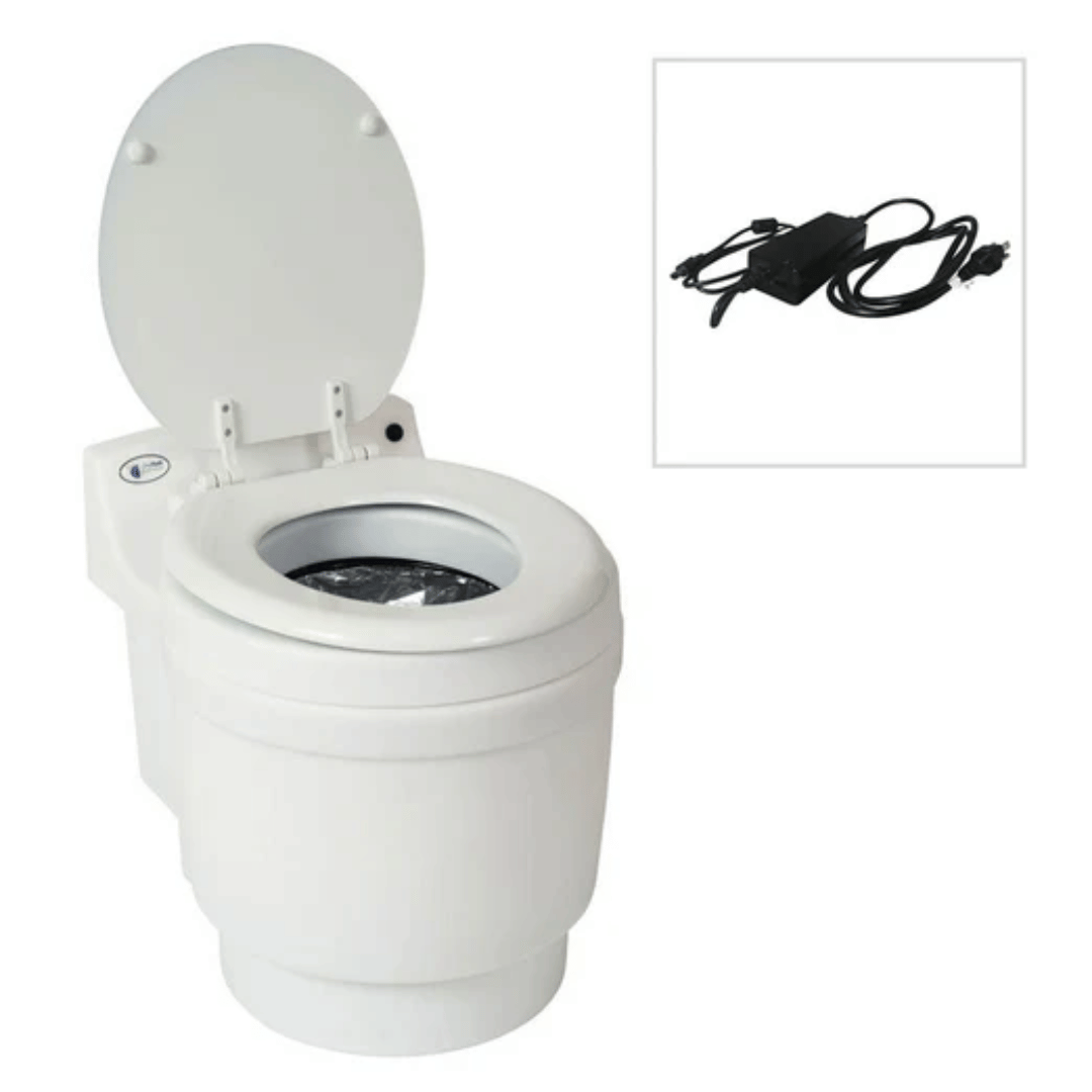 Picture of Laveo Dry Flush Portable Toilet with AC Power Option - White