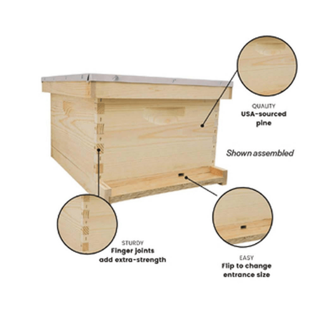 Mann Lake KD100 10 Frame 9 5/8&quot; Unassembled Beehive Kit With Foundation Build Quality