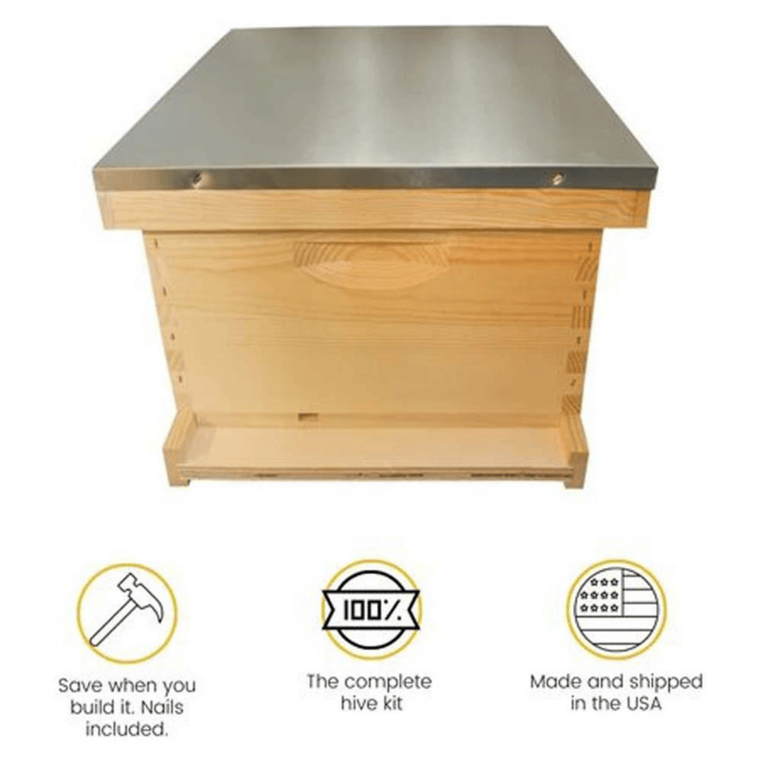 Mann Lake KD100 10 Frame 9 5/8&quot; Unassembled Beehive Kit With Foundation Guarantees