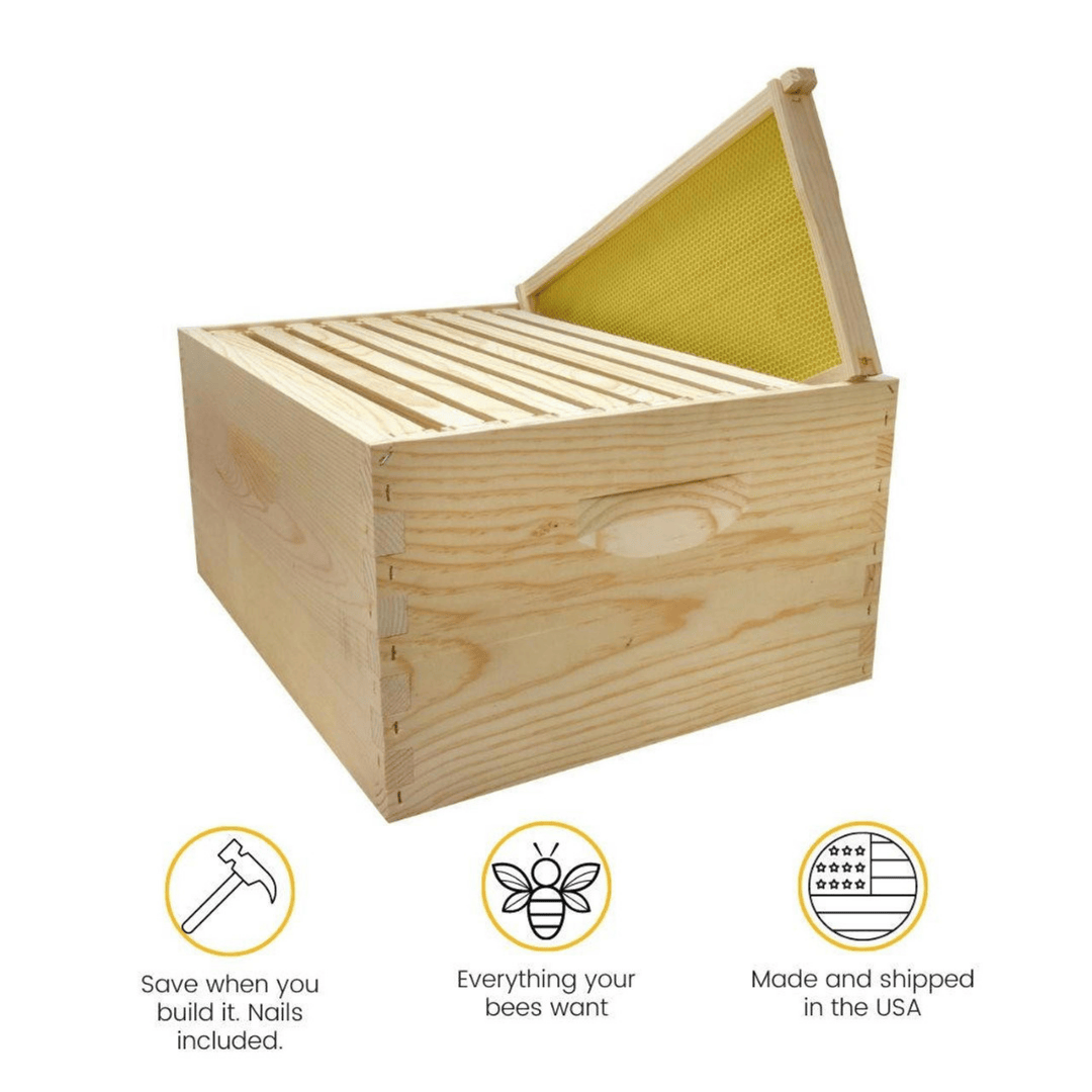 Mann Lake KD101 10 Frame 9 5/8&quot; Unassembled Beehive Kit with Foundation Guarantees