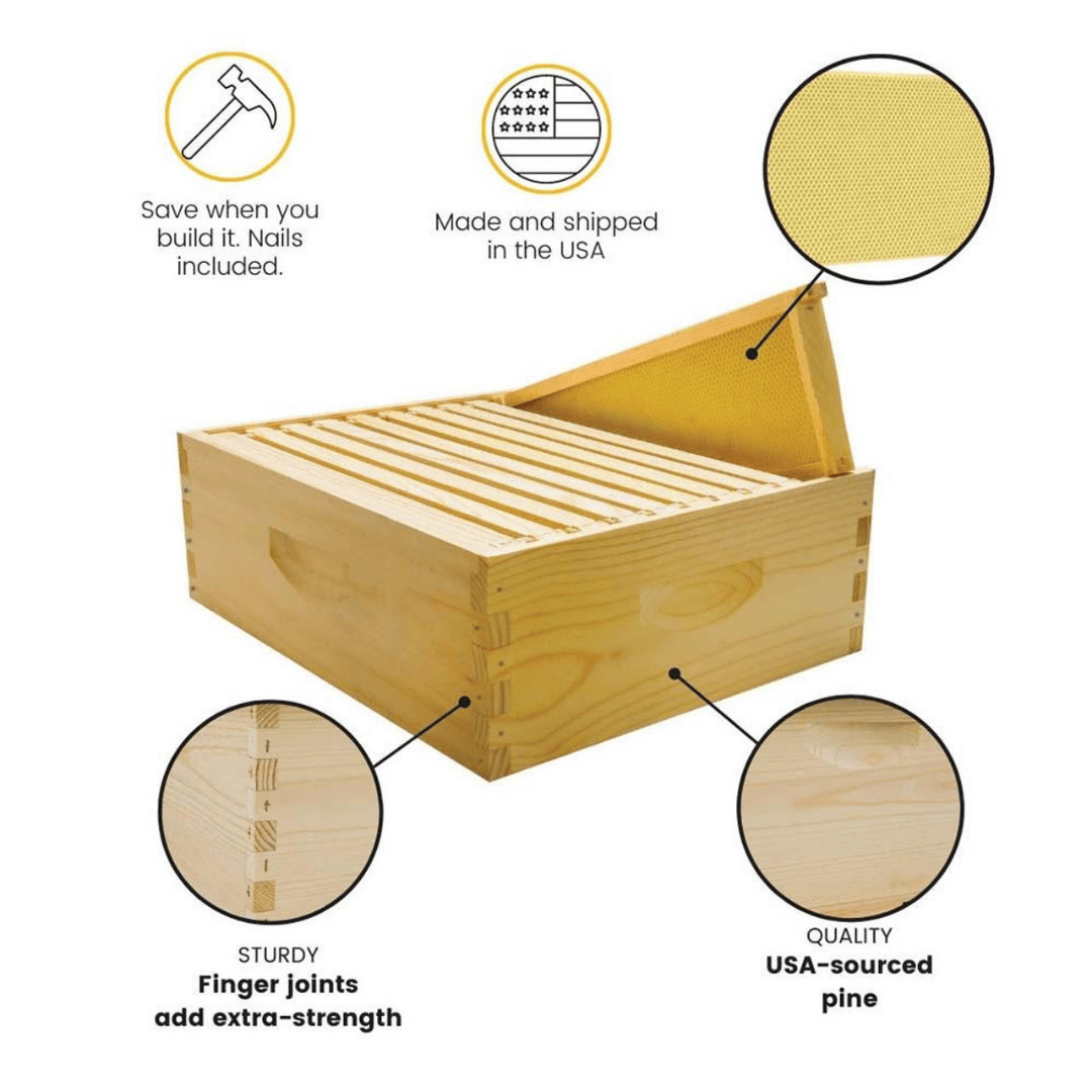 Mann Lake KD105 10 Frame 6 5/8&quot; Unassembled Beehive Kit with Foundation Build Quality