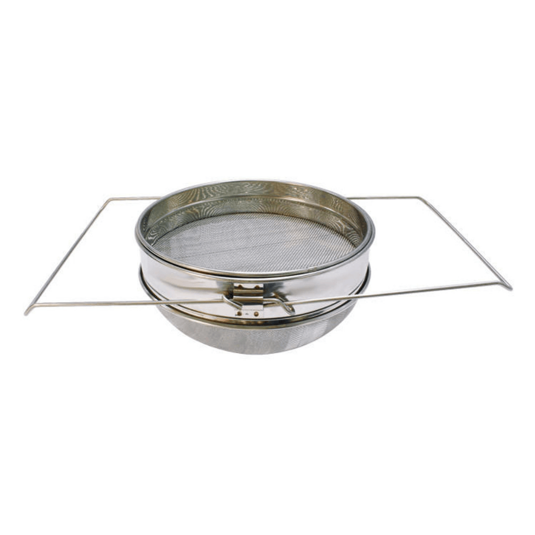 Mann Lake Stainless Steel Adjustable Double Sieve Honey Strainer Top View