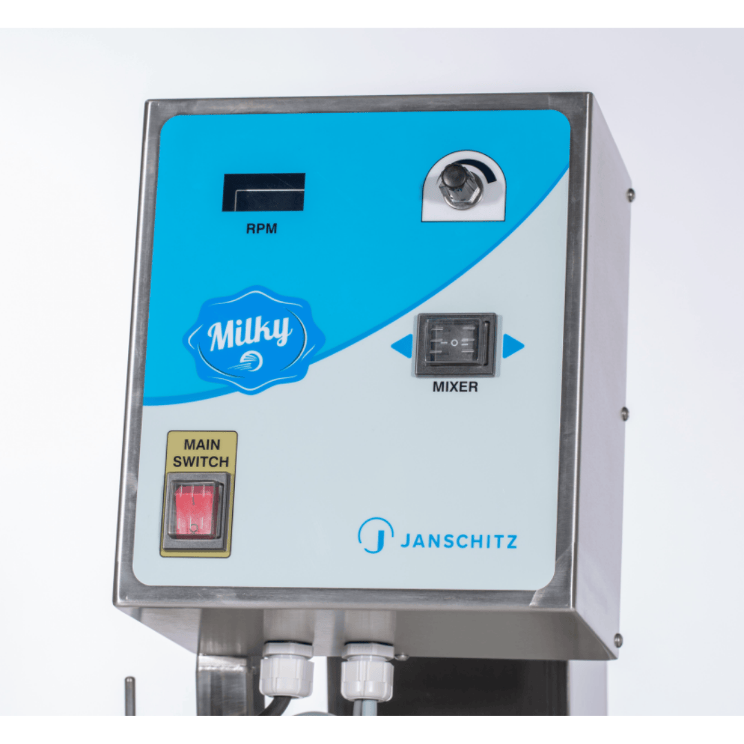 Milky Day Electric Butter Churn FJ32 with wheels and tilting mechanism controls