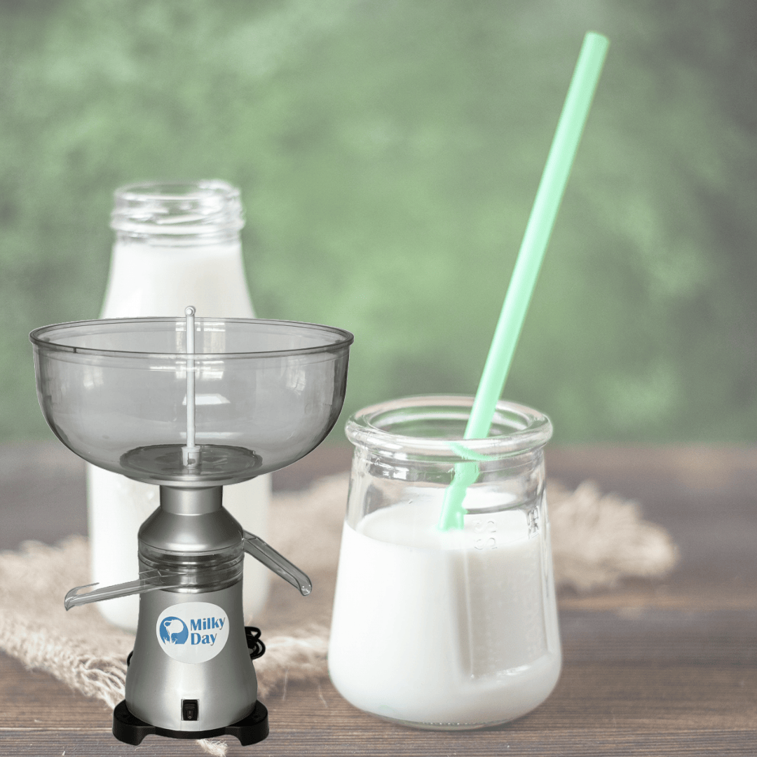 Milky Day Electric Cream Separator 100-19 115V with milk bottles