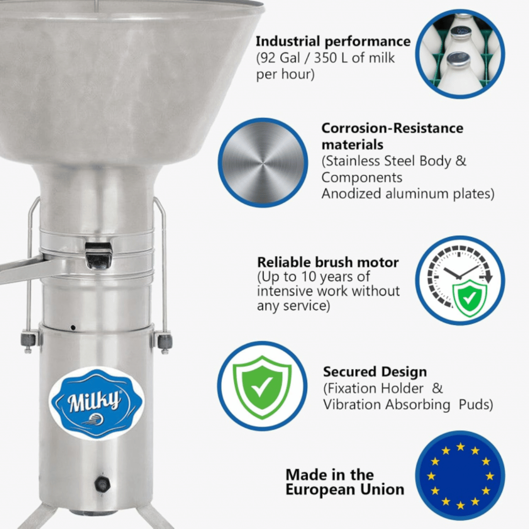 Milky Day Electric Cream Separator FJ350 EAR (115V) Key Features