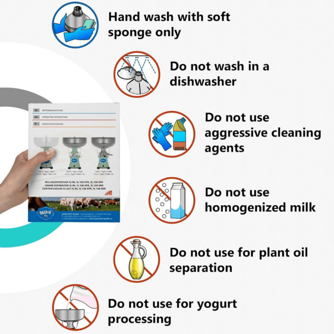Milky Day Manual Cream Separator FJ 85 HAP precautions