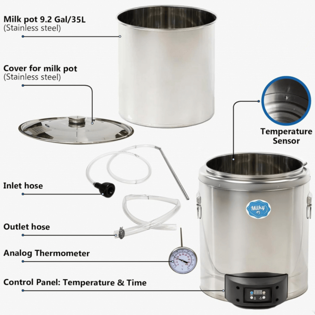 Milky Day Small Milk Pasteurizer and Yogurt Machine FJ30 labeled parts