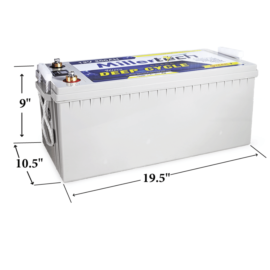 Picture of MillerTech 12V 200AH Intelligent Lithium Iron Phosphate Battery (12200L) Dimensions