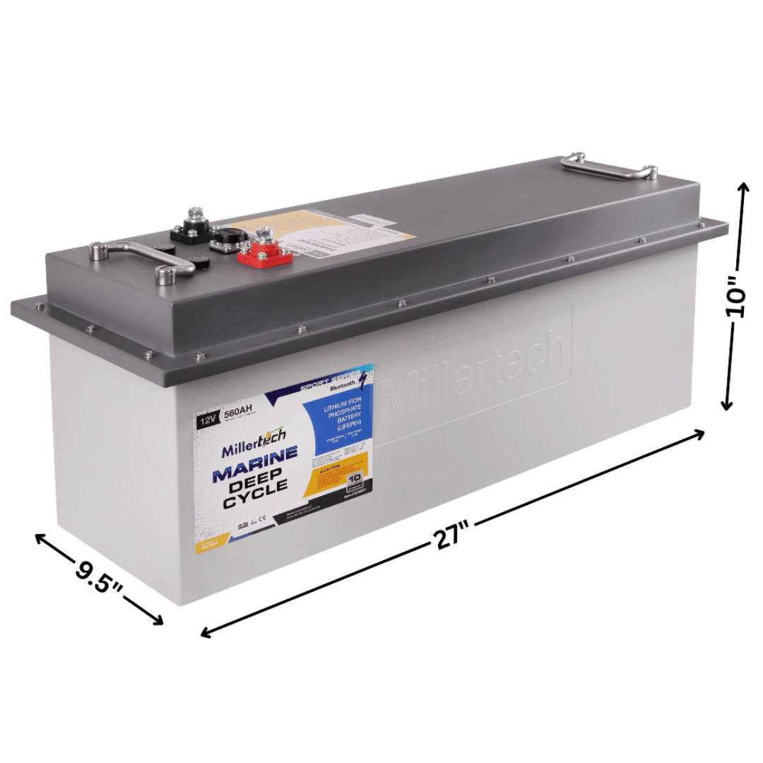 Picture of MillerTech 12V 560AH Sport Series Lithium Battery (12560-BT) Dimensions