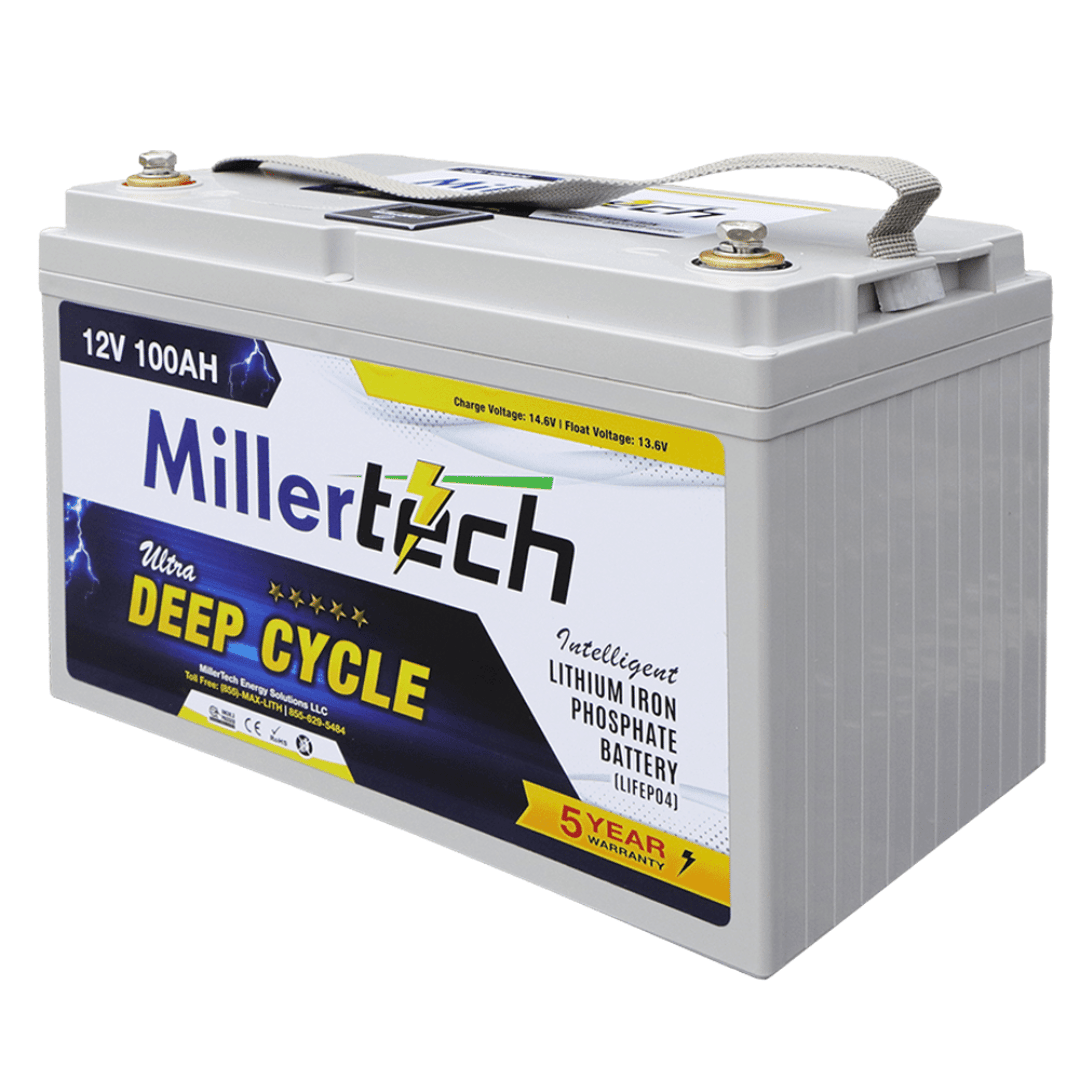 Picture of Miller Tech 12V 100AH Intelligent Lithium Iron Phosphate Battery (12100L)