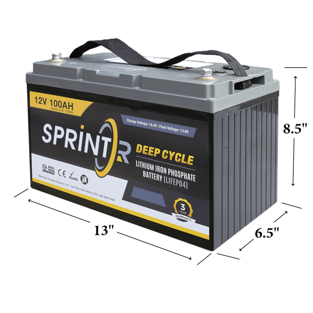 Picture of Miller Tech 12V 100AH SPRINTR Economy Battery (12100SP) Dimensions