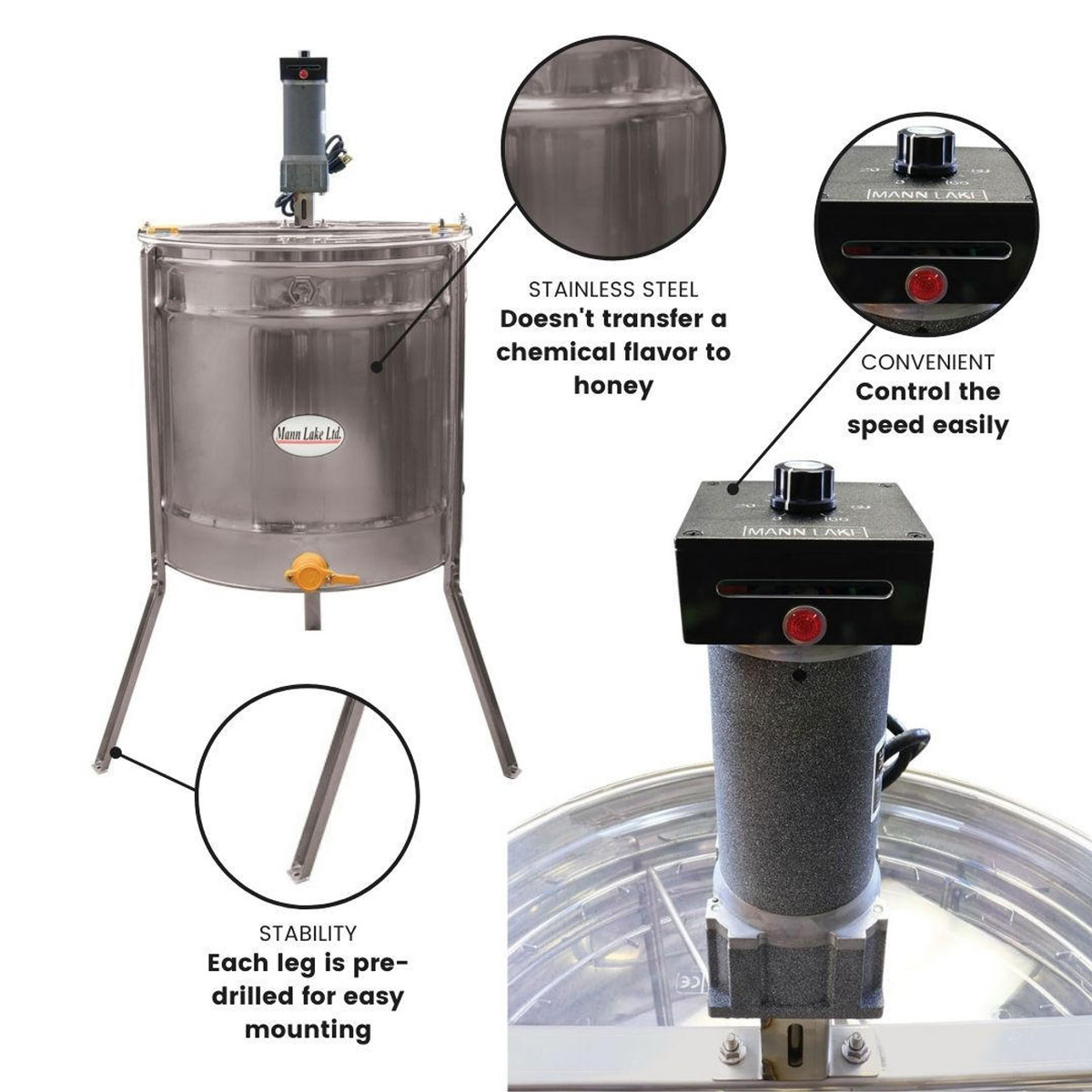 Motorized Radial 18/9 Frame Mann Lake Honey Extractor build quality