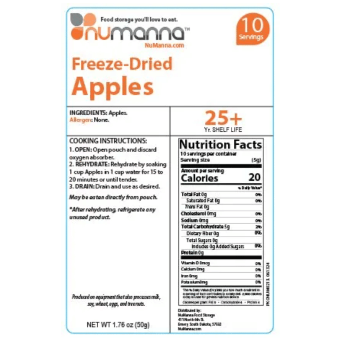 NuManna Freeze-Dried Fruit Apple nutrition facts