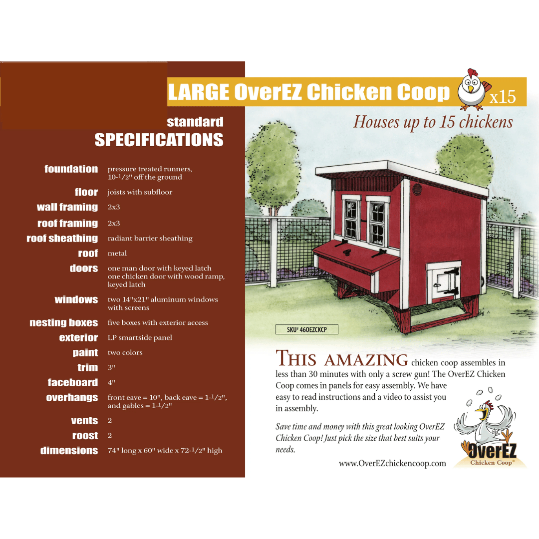OverEZ Large Chicken Coop Specs