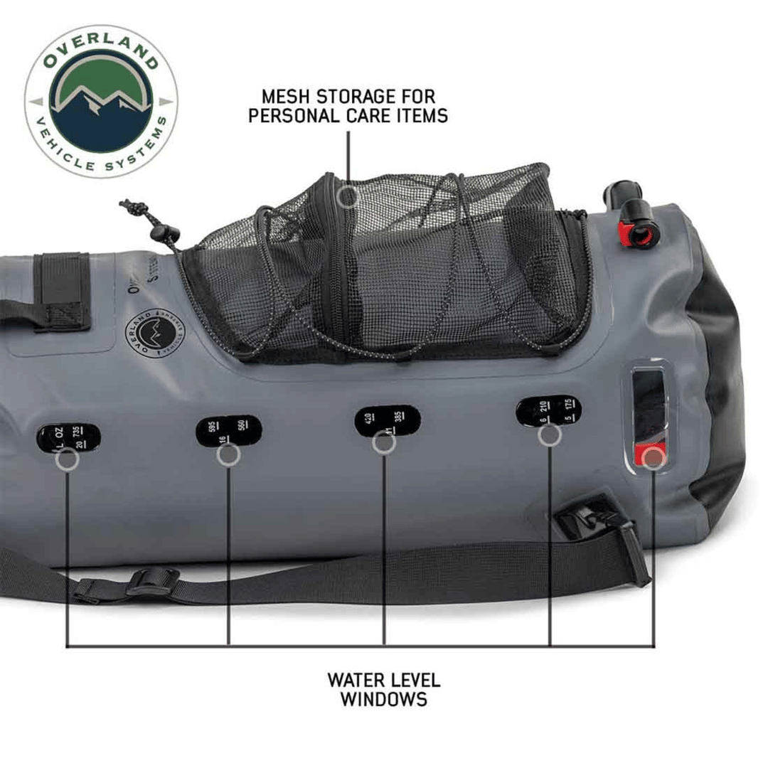 Overland Vehicle System Portable Camp Shower Water window levels