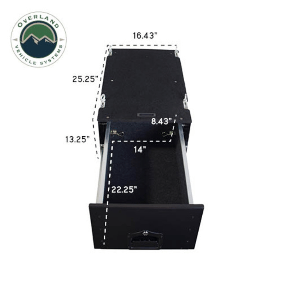Overland Vehicle Systems Cargo Box With Slide Out Drawer &amp; Working Station Dimensions