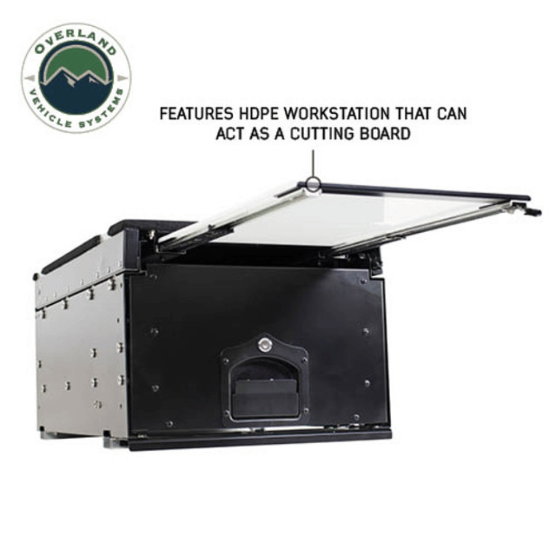 Overland Vehicle Systems Cargo Box With Slide Out Drawer &amp; Working Station HDPE Workstation