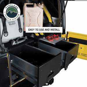 Overland Vehicle Systems Cargo Box With Slide Out Drawer & Working Station Installed on vehicle