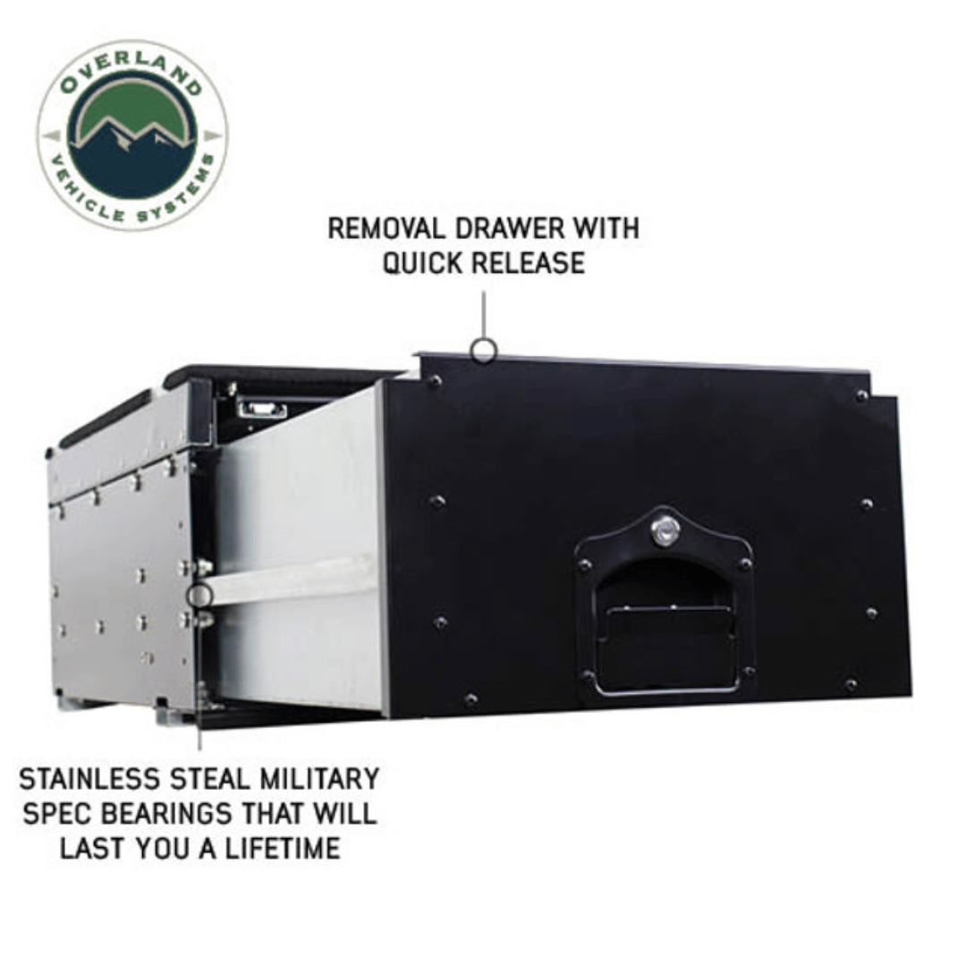 Overland Vehicle Systems Cargo Box With Slide Out Drawer &amp; Working Station Removable Drawer
