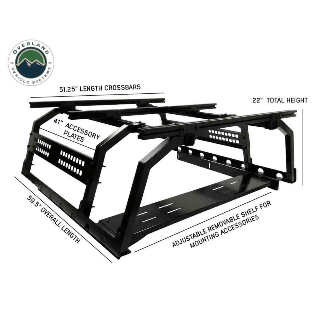 Overland Vehicle Systems Discovery Rack for Mid-Size Truck Short Beds dimensions