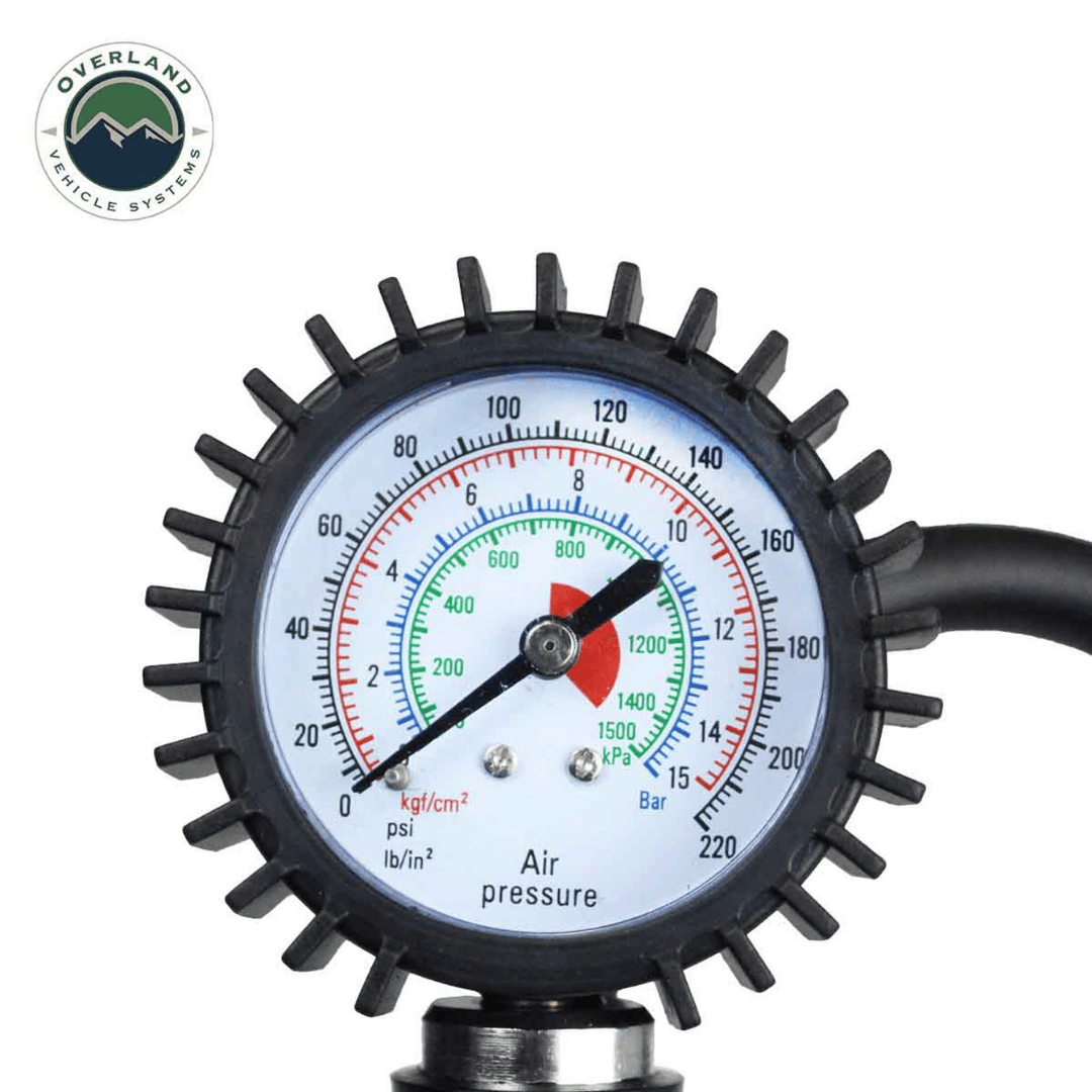 Overland Vehicle Systems EGOI Air Compressor Hose &amp; Accessory Kit analog tire pressure gauge