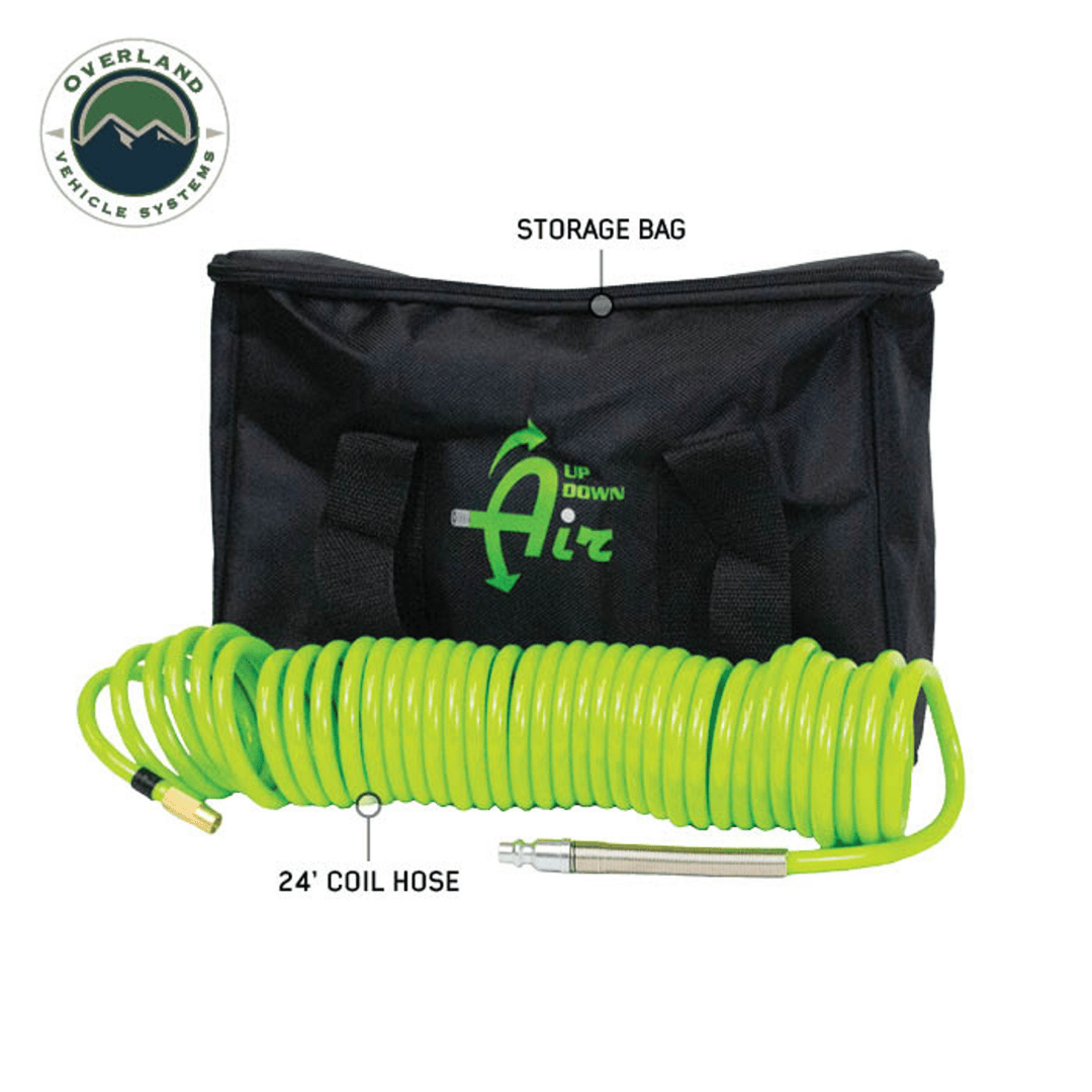 Overland Vehicle Systems EGOI Portable Digital Air Compressor coiled hose and storage bag