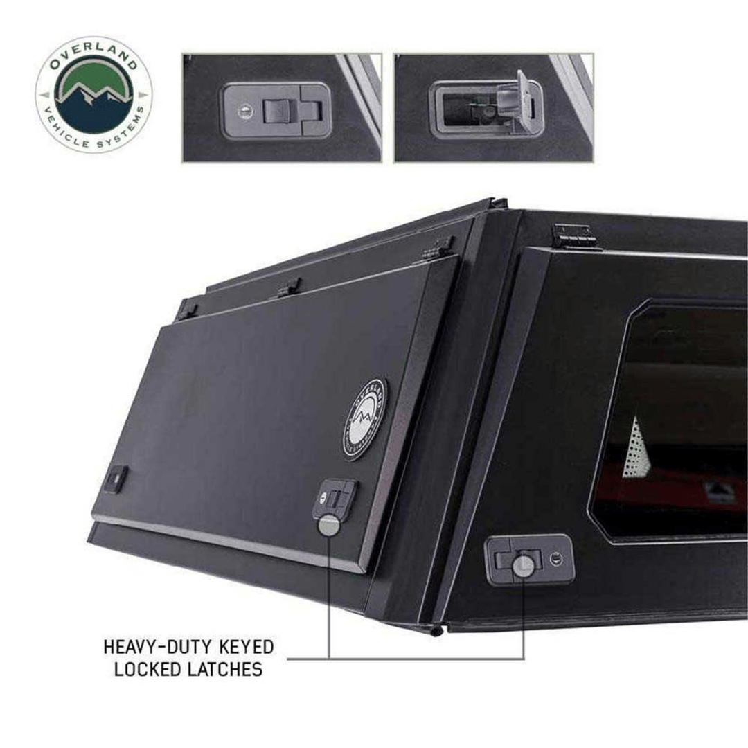 Overland Vehicle Systems Expedition Truck Cap keyed locked latches