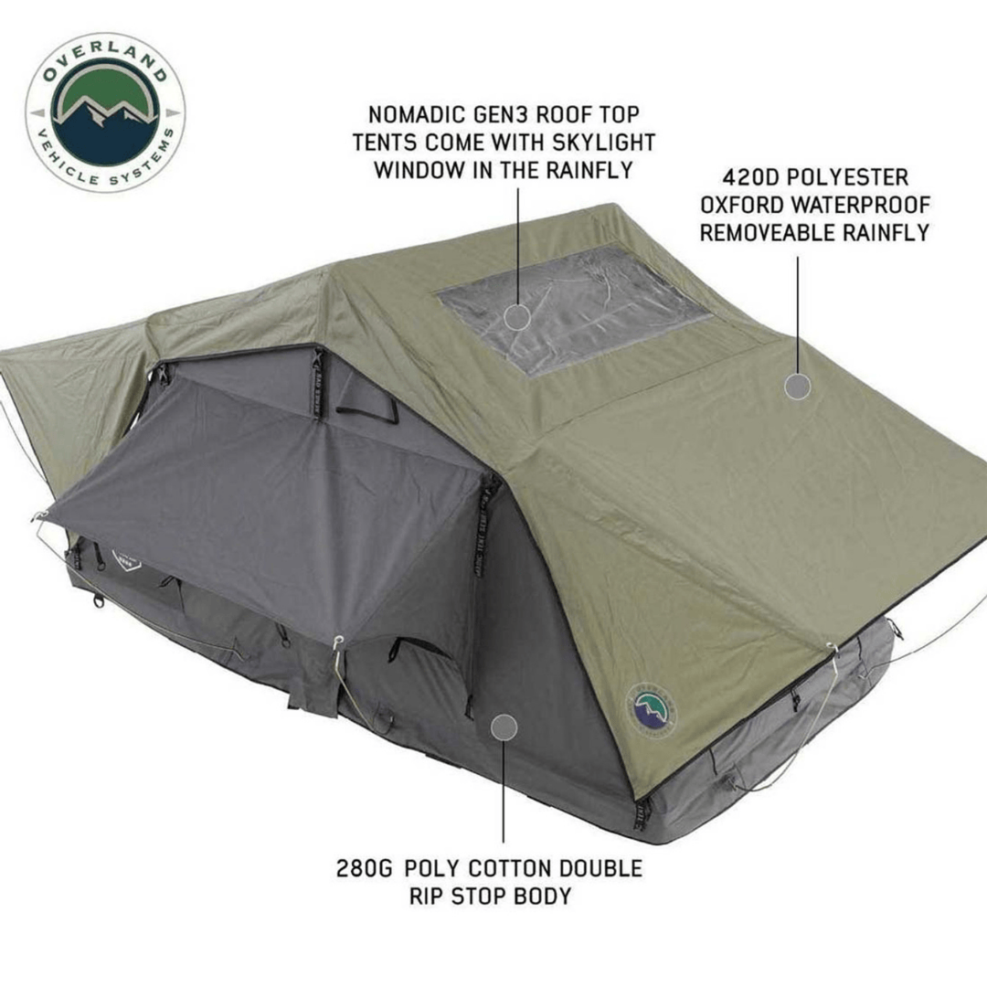Overland Vehicle Systems HD Nomadic Standard Roof Top Tent waterproof and durable body