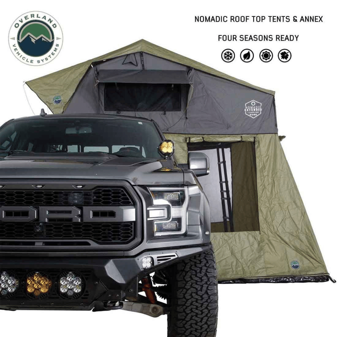 Overland Vehicle Systems HD Nomadic Roof Top Tent Annex - Front Car View