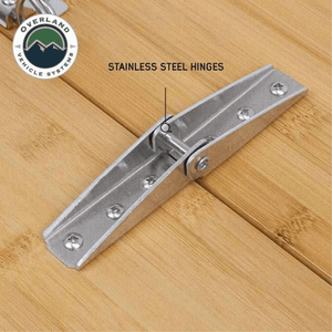 Overland Vehicle Systems Kick It Bi-Fold Camp Table steel hinges