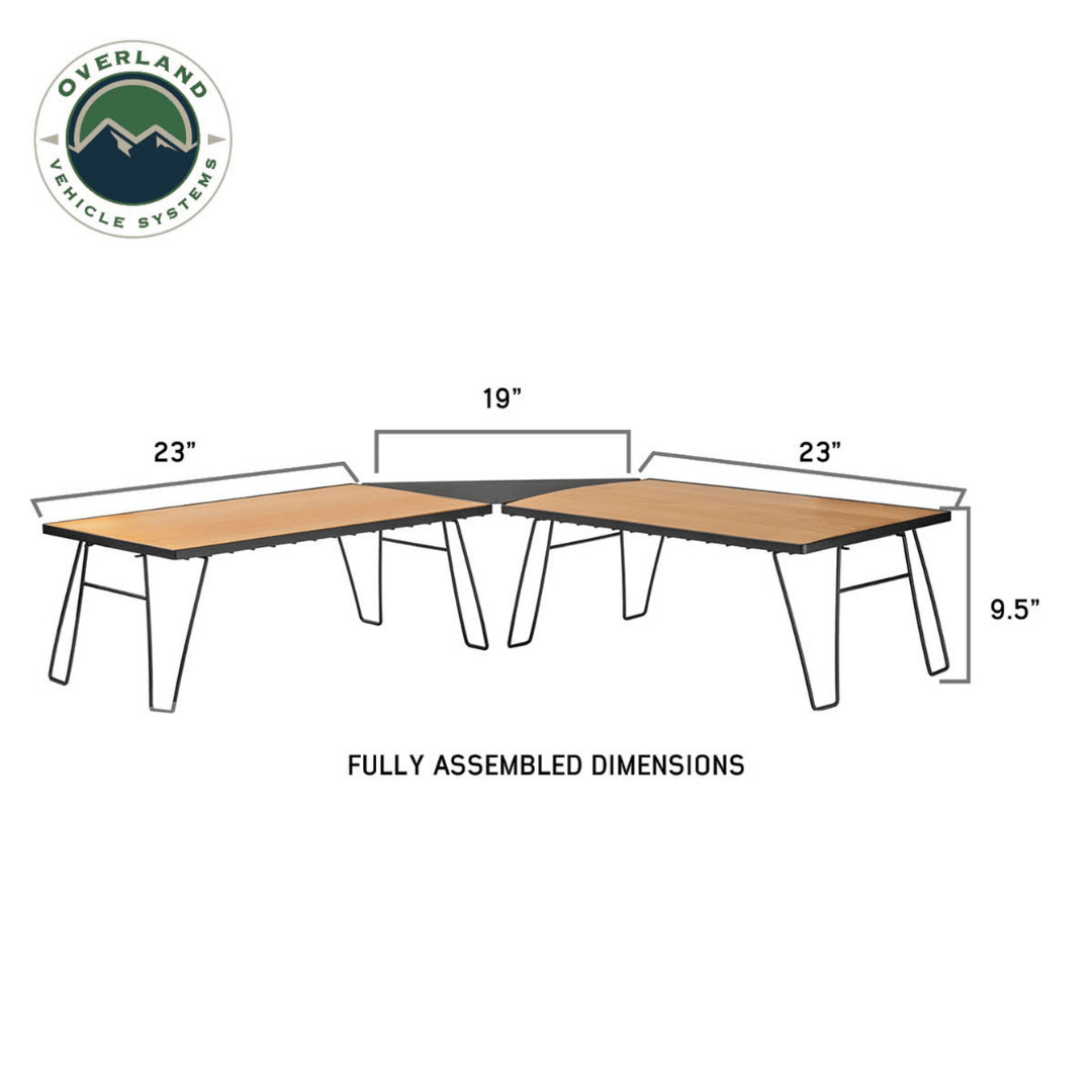 Overland Vehicle Systems Kick It Collapsible Camp Table fully assembled dimensions