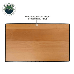 Overland Vehicle Systems Kick It Collapsible Camp Table wood panel table top