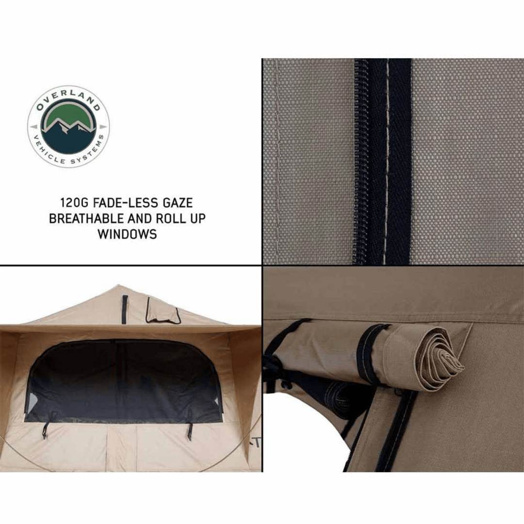 Overland Vehicle Systems LD TMBK Soft Shell Roof Top Tent roll up windows