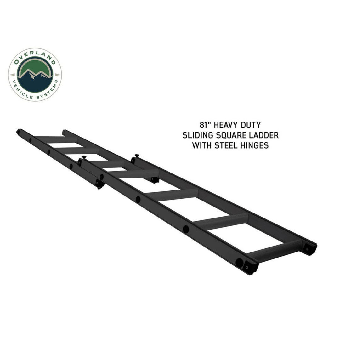 Overland Vehicle Systems LD TMBK Soft Shell Roof Top Tent sliding square ladder