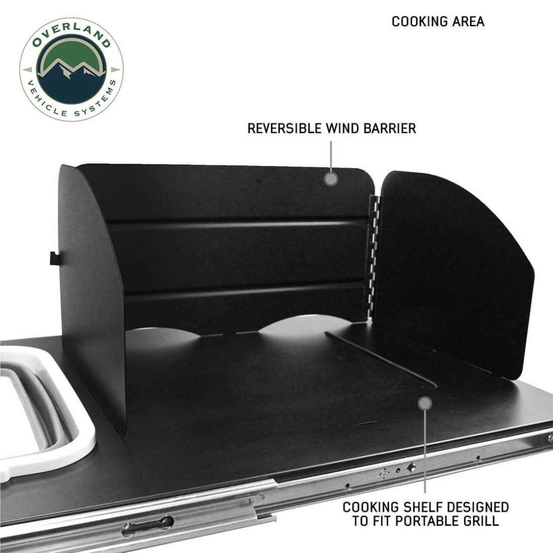 Overland Vehicle Systems Large Refrigerator Tray and Sink Slide -  Wind Barrier