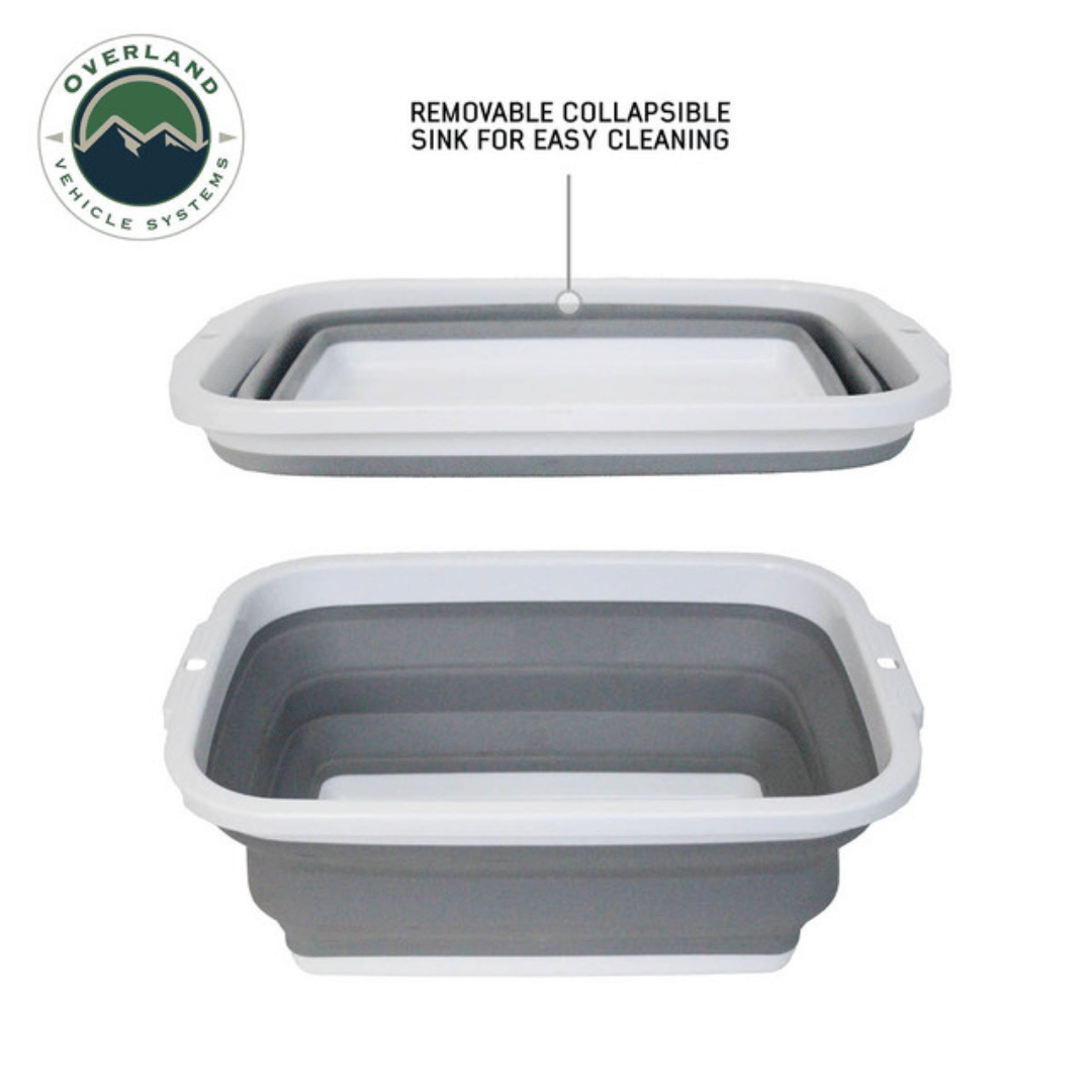 Overland Vehicle Systems Large Refrigerator Tray and Sink Slide -  Removable Collapsible Sink 