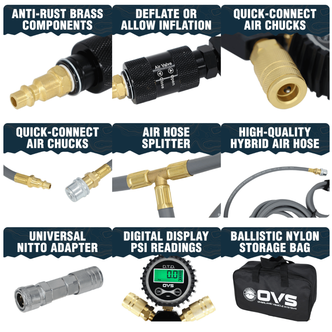 Overland Vehicle Systems Quick Flate Tire Inflation Deflation System Features