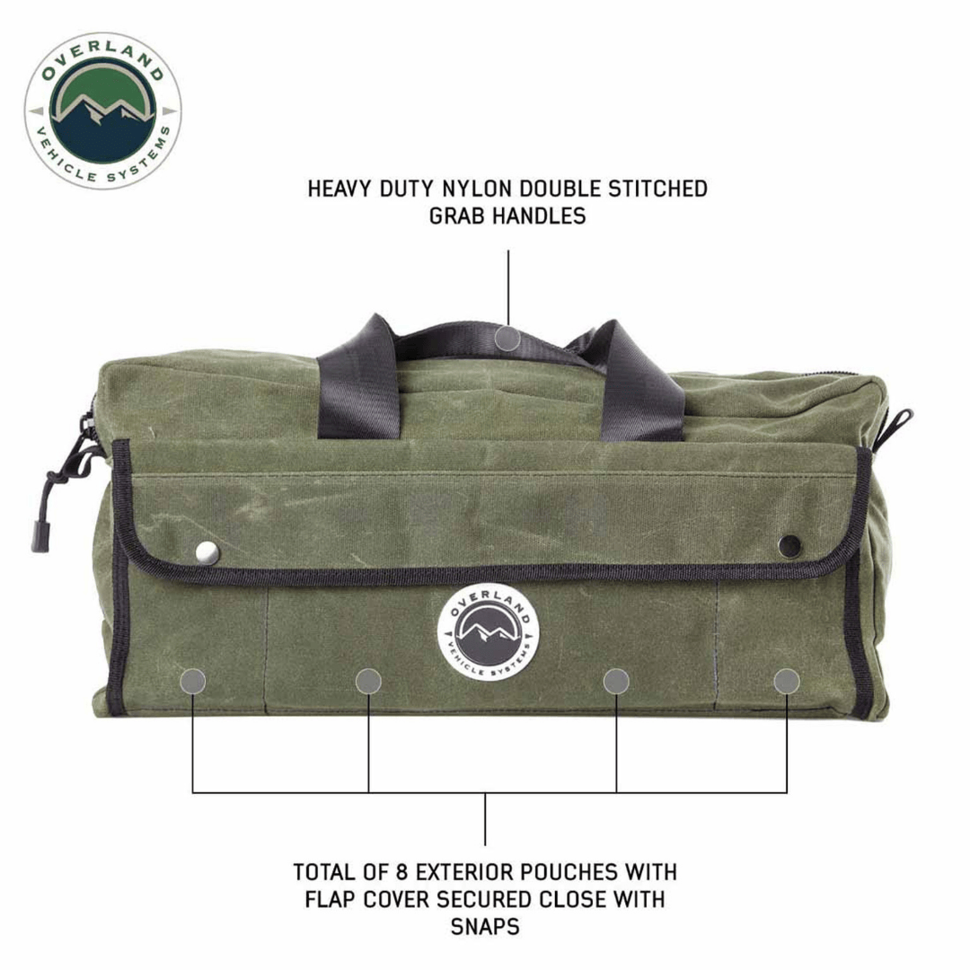 Overland Vehicle Systems Small Duffle Bag nylon handles and exterior pouches