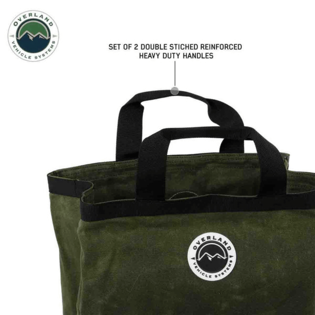 Overland Vehicle Systems Tote Bag - Heavy-Duty #16 Waxed Canvas Storage &amp; Gear Carry Bag Heavy Duty Handles