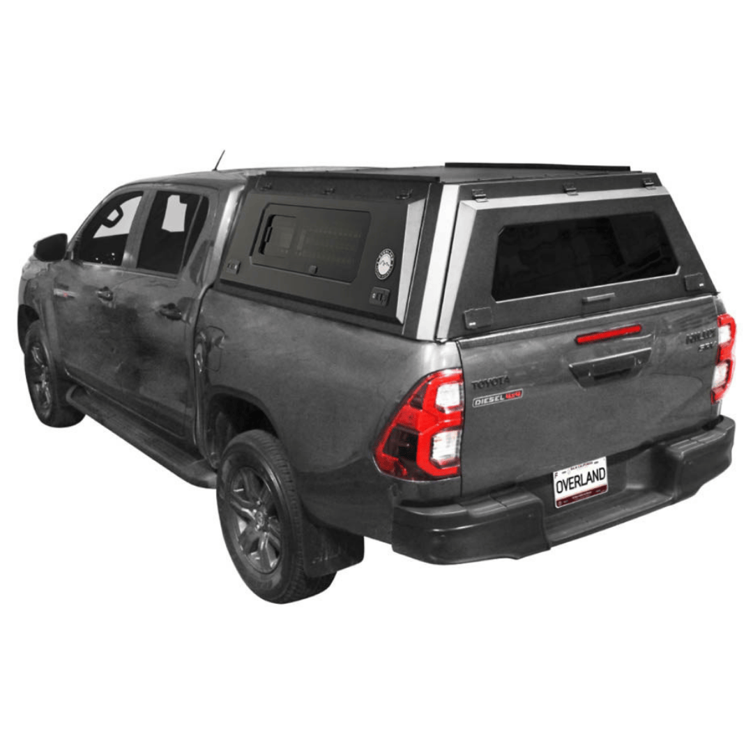 Overland Vehicle Systems Truck Cap for 2016 to 2026 Toyota Hilux - 5 ft. Bed with Sliding Window Panels